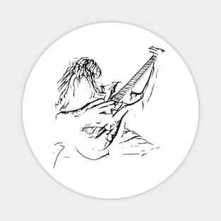 metal guitarist line art Magnet